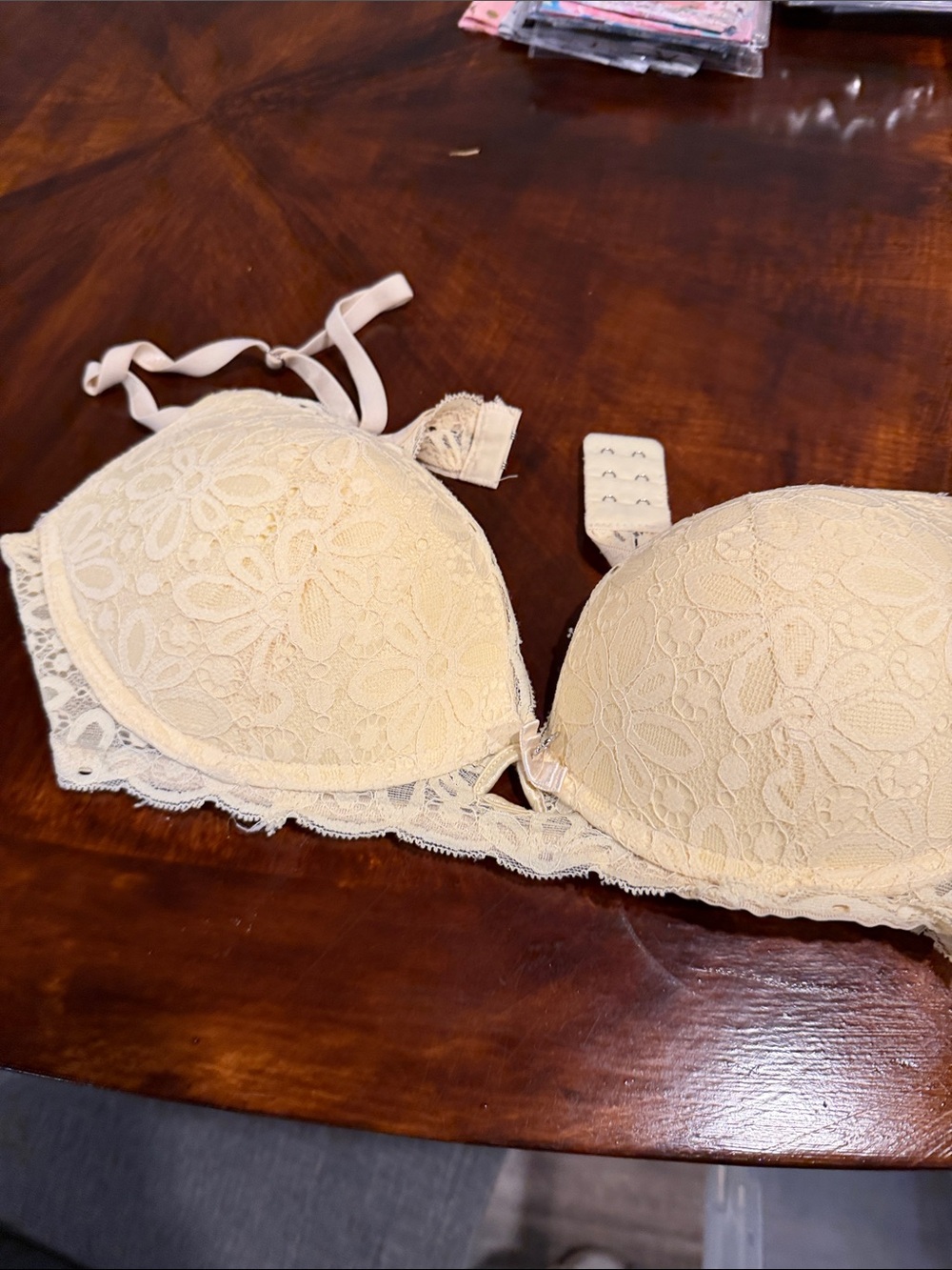 Daisy Fuentes Ivory Floral Lace Push-Up Bra